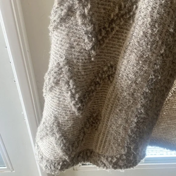 Anthropologie Angel Of The North Wool Blend Drape Tan/Cream Boho Cardigan Large - Picture 3 of 12